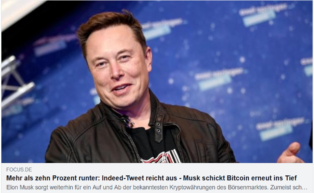 Elon Musk schickt Bitcoin ins...