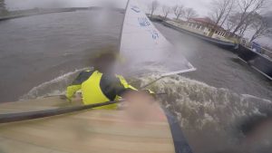 Finn sailing in 50 knots of w...