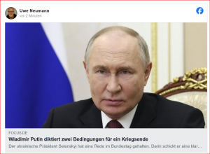 Wladimir Putin diktiert zwei ...